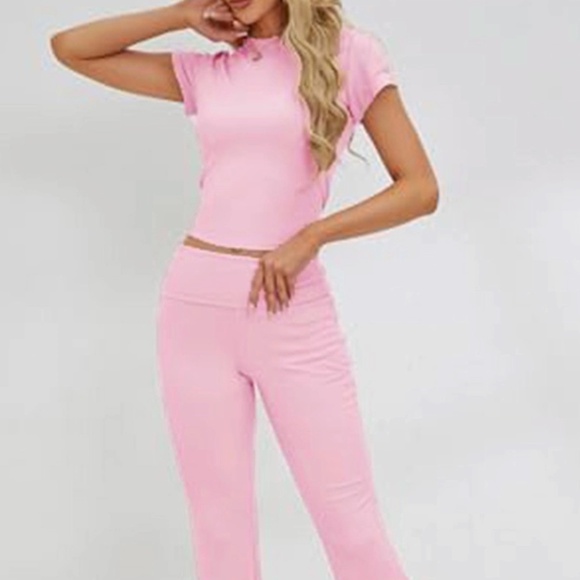 NEW! Supreme Fashion-Two Piece Skinny Jogger Set,Solid Pink Elastane Fit Sz Med - Picture 4 of 7